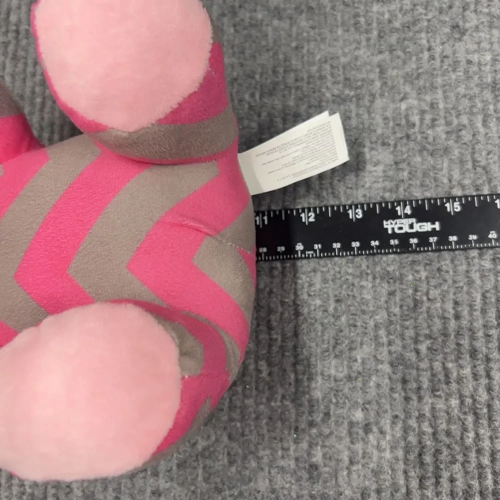 Munelocos Pink Gray Elephant‎ 12” Plush Stuffed Animal Embroidered Eyes Toy
